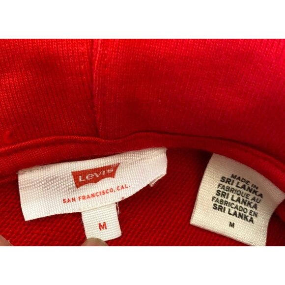 Levis Red Embroidered Floral Hoodie Sweatshirt Womens Pullover Medium - Picture 4 of 11